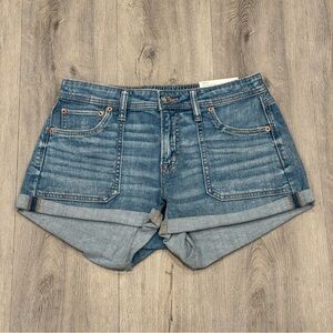 American Eagle Outfitters Blue Dreamy Drape Stretch Low Rise Jean Shorts